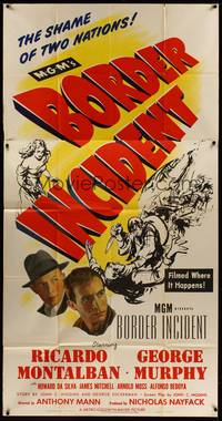 2s343 BORDER INCIDENT 3sh '49 film noir w/ Ricardo Montalban & George Murphy in shame of two nations