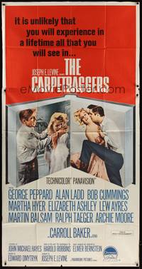 2s352 CARPETBAGGERS 3sh '64 great image of Carroll Baker biting George Peppard's hand!