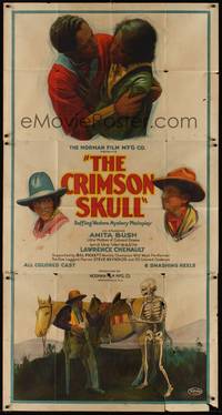 2s366 CRIMSON SKULL 3sh '21 stone litho of cowboys Anita Bush & Lawrence Chenault + cool skeleton!