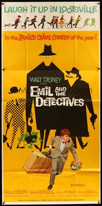 2s387 EMIL & THE DETECTIVES 3sh '64 Walt Disney, Walter Slezak, Laugh it up in Lootsville!
