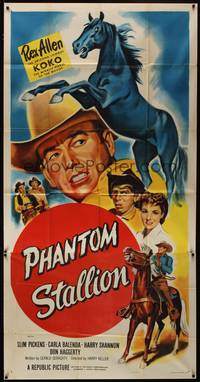 2s528 PHANTOM STALLION 3sh '54 great art of Arizona Cowboy Rex Allen & Koko the Miracle Horse!