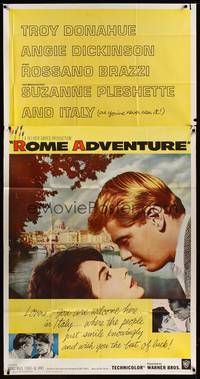 2s551 ROME ADVENTURE 3sh '62 Troy Donahue & Angie Dickinson in romantic close up in Italy!