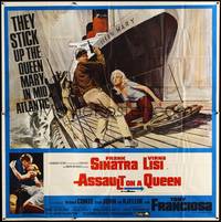 2s190 ASSAULT ON A QUEEN 6sh '66 art of Frank Sinatra w/pistol & sexy Virna Lisi on submarine deck!