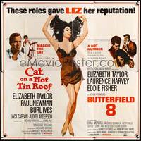 2s203 CAT ON A HOT TIN ROOF/BUTTERFIELD 8 6sh '66 art of super sexy Elizabeth Taylor in nightie!