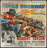 2s208 DEVIL'S DOORWAY 6sh '50 cool artwork of Robert Taylor aiming rifle in huge battle!