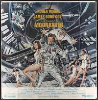 2s248 MOONRAKER int'l 6sh '79 art of Roger Moore as James Bond & sexy space babes by Gouzee!