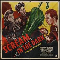 2s268 SCREAM IN THE DARK 6sh '43 The Morgue is Always Open, cool art of man with magnifying glass!