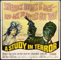 2s280 STUDY IN TERROR 6sh '66 different art of Sherlock Holmes, the original caped crusader!