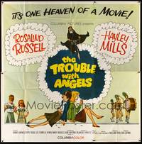 2s293 TROUBLE WITH ANGELS 6sh '66 Hayley Mills, Binnie Barnes, nun Rosalind Russell on bike!