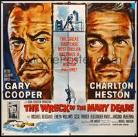 2s300 WRECK OF THE MARY DEARE 6sh '59 super close artwork of Gary Cooper & Charlton Heston!