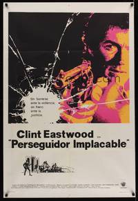 2s112 DIRTY HARRY Argentinean '71 great c/u of Clint Eastwood pointing gun, Don Siegel classic!