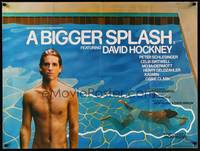 2s031 BIGGER SPLASH British quad '74 barechested David Hockney by pool, classic gay documentary!