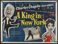 2s044 KING IN NEW YORK British quad '57 wacky Charlie Chaplin & sexy Dawn Addams!