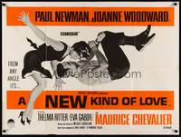 2s051 NEW KIND OF LOVE British quad '63 Paul Newman loves Joanne Woodward, great romantic image!