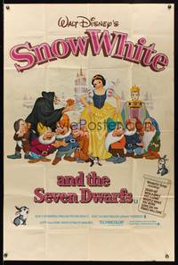 2s067 SNOW WHITE & THE SEVEN DWARFS English 40x60 R70s Disney cartoon classic, different image!