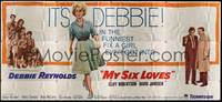 2t381 MY SIX LOVES 24sh '62 Debbie Reynolds in the funniest fix a girl ever got into!
