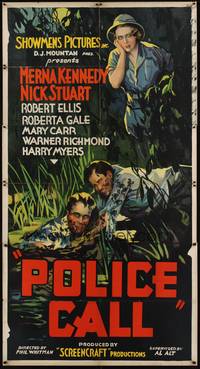 2t066 POLICE CALL 3sh '33 Nick Stuart, who looks like Bruce Hershenson, saves man in swamp!