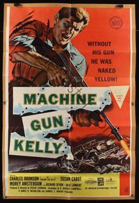 2t063 MACHINE GUN KELLY 40x60 '58 without his gun Charles Bronson was naked yellow, cool art!