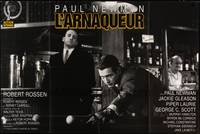 2t042 HUSTLER French 31x47 R90s different image of pool pro Paul Newman & George C. Scott!