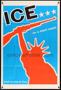 2t043 ICE French 31x47 '70 wild artwork of Statue of Liberty holding rifle over head!