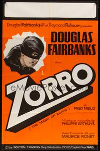 2t044 MARK OF ZORRO French 31x47 R60s Douglas Fairbanks Sr. as the masked hero!
