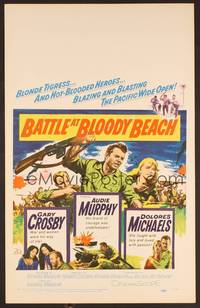 2t092 BATTLE AT BLOODY BEACH WC '61 Audie Murphy blazing and blasting the Pacific wide open!