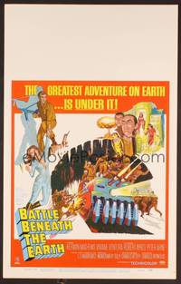 2t093 BATTLE BENEATH THE EARTH WC '68 cool sci-fi art of Kerwin Mathews & sexy Viviane Ventura!