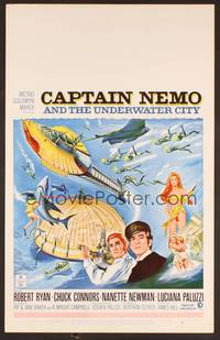 2t112 CAPTAIN NEMO & THE UNDERWATER CITY WC '70 artwork of cast, scuba divers & cool ship!