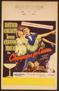 2t116 CHAMPAGNE FOR CAESAR WC '50 great artwork of Ronald Colman carrying sexy Celeste Holm!