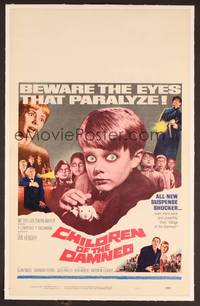 2t118 CHILDREN OF THE DAMNED linen WC '64 beware the creepy kid's eyes that paralyze!
