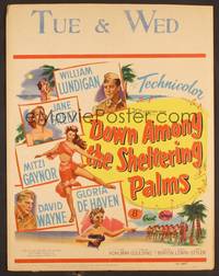 2t143 DOWN AMONG THE SHELTERING PALMS WC '53 sexy Jane Greer, Mitzi Gaynor & Gloria De Haven!