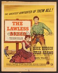 2t234 LAWLESS BREED WC '53 cowboy Rock Hudson with gun & sexy Julie Adams kneeling beside him!