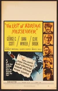 2t238 LIST OF ADRIAN MESSENGER WC '63 John Huston directs five heavily disguised great stars!