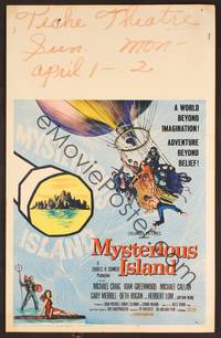 2t268 MYSTERIOUS ISLAND WC '61 Ray Harryhausen, Jules Verne sci-fi, cool hot-air balloon art!