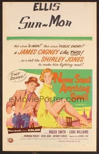 2t271 NEVER STEAL ANYTHING SMALL WC '59 art of tough James Cagney & sexy doll Shirley Jones!