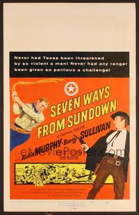 2t301 SEVEN WAYS FROM SUNDOWN WC '60 different image of cowboys Audie Murphy & Barry Sullivan!