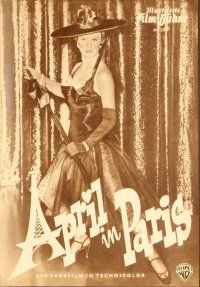 2v226 APRIL IN PARIS German program '54 pretty Doris Day & wacky Ray Bolger in France, different!