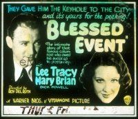 2v171 BLESSED EVENT glass slide '32 famous columnist Lee Tracy looks at pretty Mary Brian!