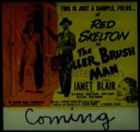 2v177 FULLER BRUSH MAN glass slide '48 great image of wacky salesman Red Skelton, Janet Blair