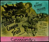 2v182 GRAND CANYON TRAIL glass slide '48 cowboy Roy Rogers & Trigger in Arizona!