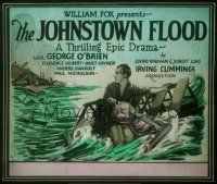2v189 JOHNSTOWN FLOOD glass slide '26 art of George O'Brien saving pretty Florence Gilbert!