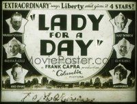 2v191 LADY FOR A DAY glass slide '33 directed by Frank Capra, headshots of top six stars!
