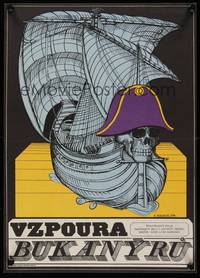 2w331 LOS ALBANILES Czech 11x16 '74 Jose Luis Marino, Machalek artwork of pirate ship!
