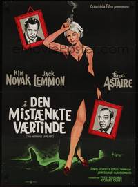 2w552 NOTORIOUS LANDLADY Danish '62 Kerfyser art of Kim Novak between Jack Lemmon & Fred Astaire!