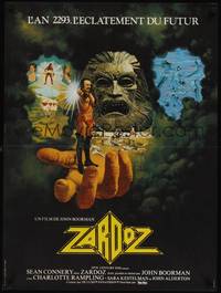 2w665 ZARDOZ French 23x32 '74 art of Sean Connery, who has seen the future and it doesn't work!