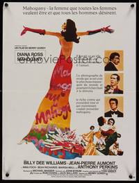 2w697 MAHOGANY French 15x21 '75 cool art of Diana Ross, Billy Dee Williams, Anthony Perkins!