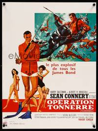 2w713 THUNDERBALL French 15x21 R80s art of Sean Connery as James Bond 007 by Robert McGinnis!
