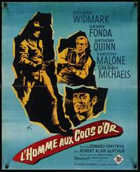 2w717 WARLOCK French 17x21 '59 cowboys Henry Fonda & Richard Widmark, cool Grinsson art!