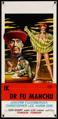 2w445 FACE OF FU MANCHU Italian locandina '65 art of Asian villain Christopher Lee by Tarantelli!