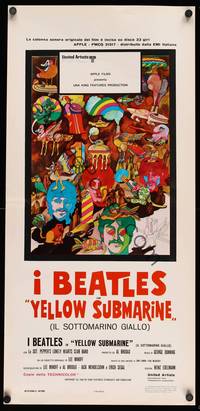 2w478 YELLOW SUBMARINE Italian locandina R70s wonderful different psychedelic art of Beatles!